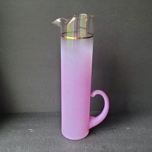 Vintage Blendo Tall Purple Frosted Glass Martini Pitcher Mid Century 12.75"